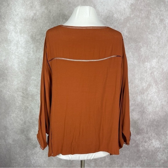 Garnet Hill Viscose Boxy Oversized Blouse In Burnt Orange Women's Size L - Picture 5 of 8
